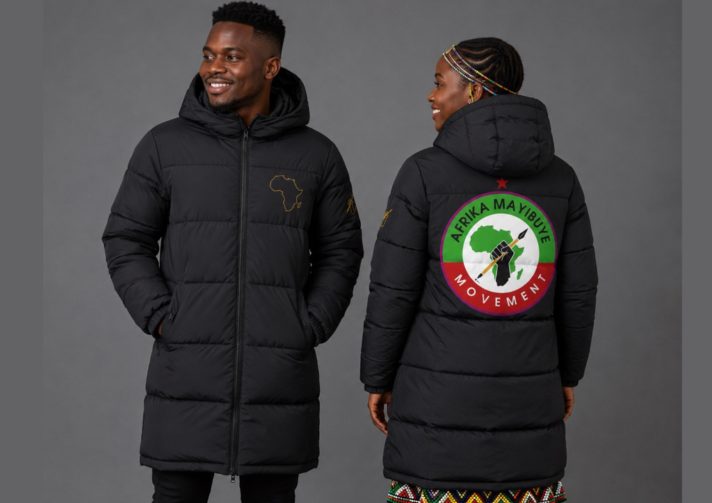 Black long Mayibuye  bomber Jacket