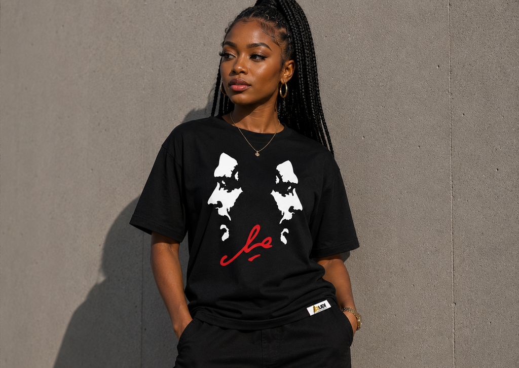 Mirrored portrait silhouettes of Ile Revolutionary T-shirt