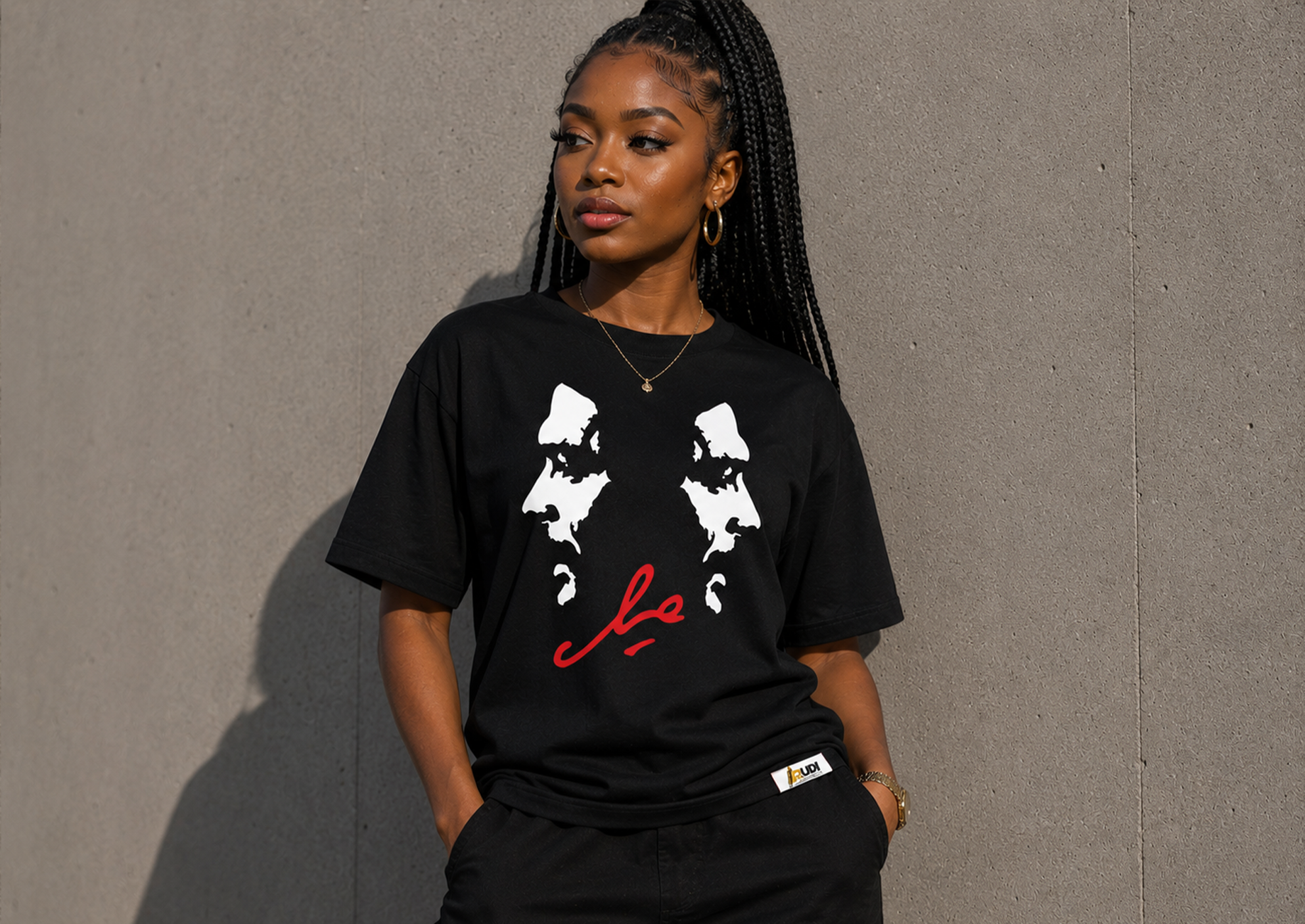 Mirrored portrait silhouettes of Ile Revolutionary T-shirt