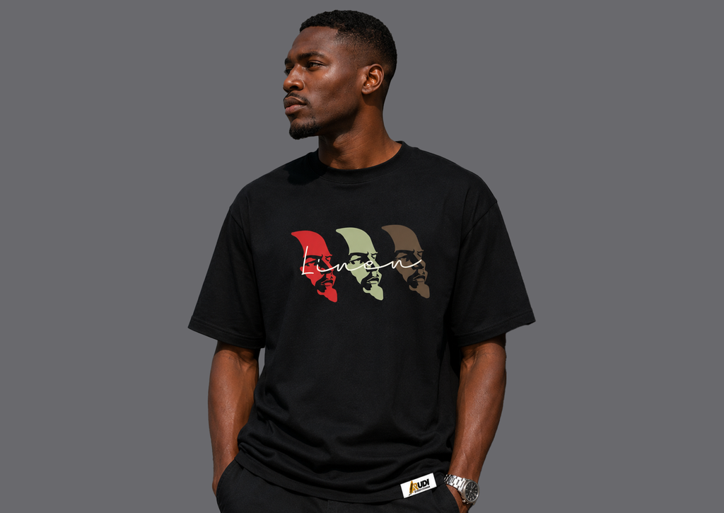 Three portrait silhouettes head of Vladimir Lenin  Revolutionary T-shirt