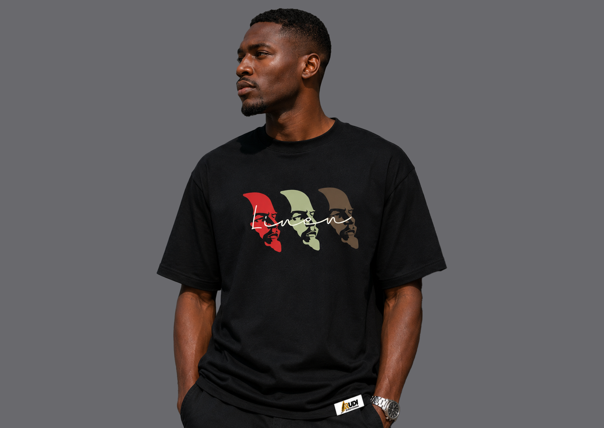 Three portrait silhouettes head of Vladimir Lenin  Revolutionary T-shirt