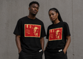 Bold portrait of Vladimir Lenin in red and cream Revolutionary T-shirt