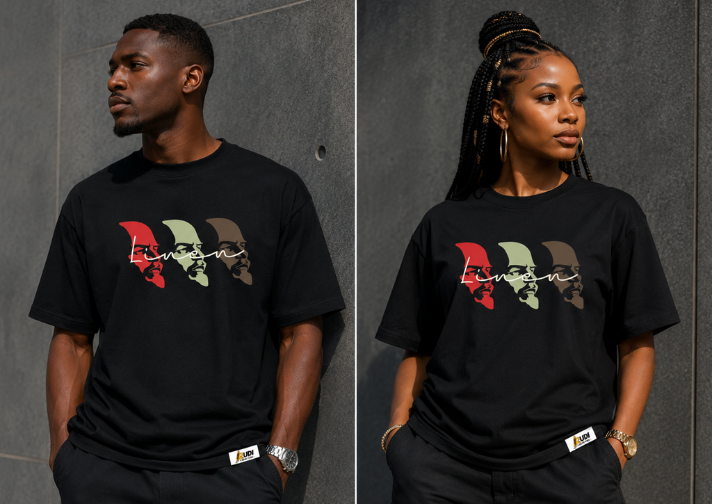 Three portrait silhouettes head of Vladimir Lenin  Revolutionary T-shirt