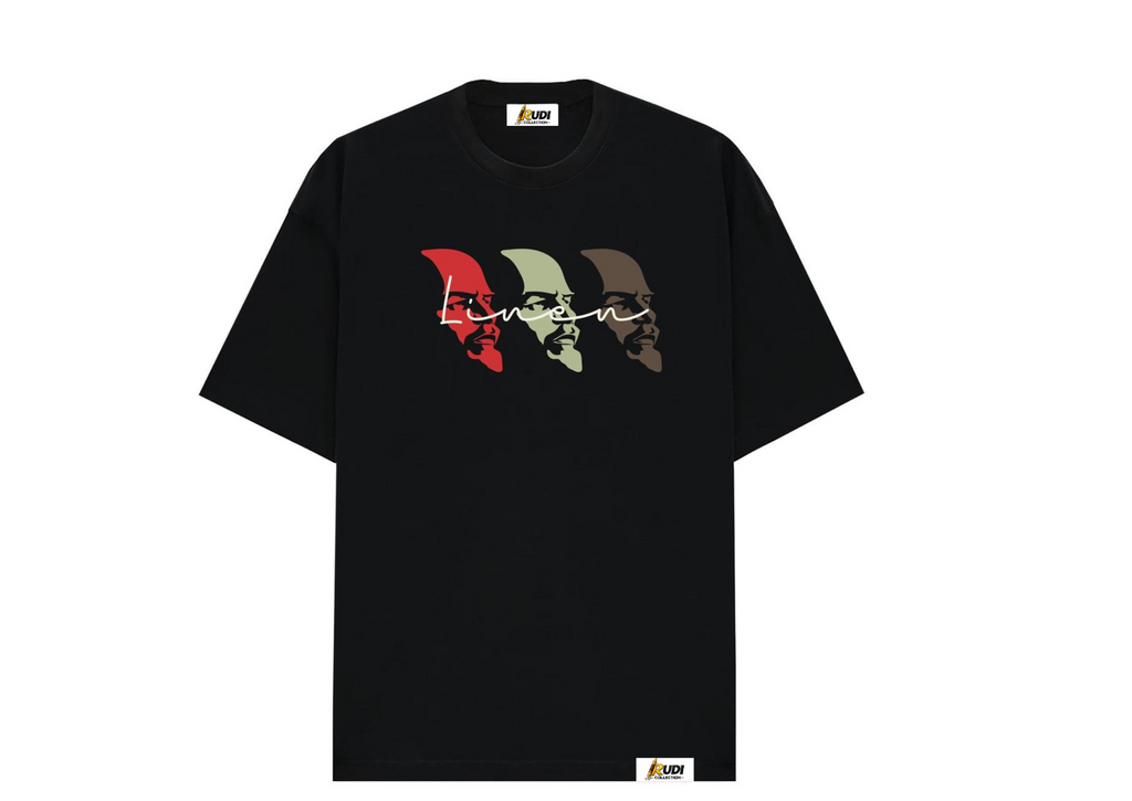 Three portrait silhouettes head of Vladimir Lenin  Revolutionary T-shirt
