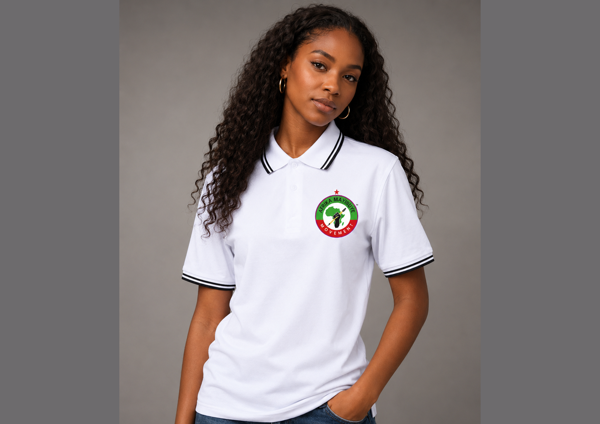 Afrika Mayibuye White Golf T-Shirt