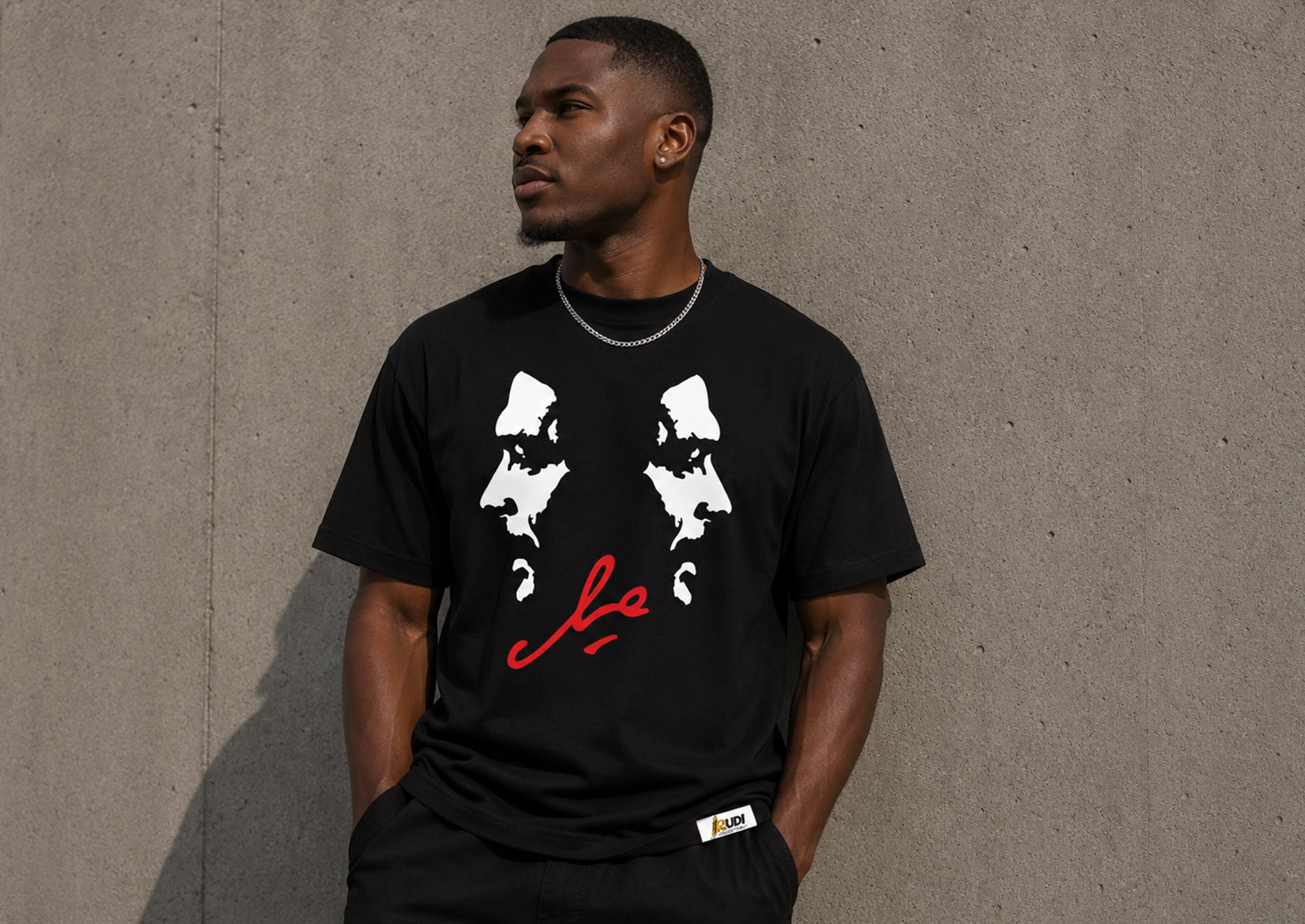 Mirrored portrait silhouettes of Ile Revolutionary T-shirt