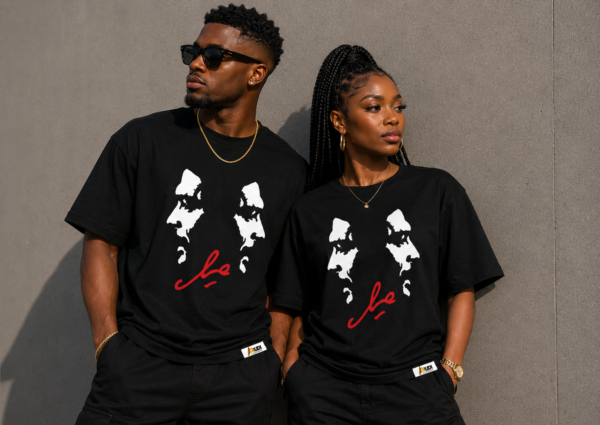 Mirrored portrait silhouettes of Ile Revolutionary T-shirt