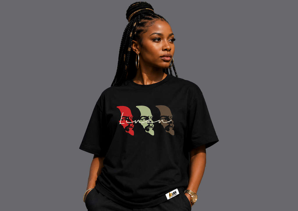 Three portrait silhouettes head of Vladimir Lenin  Revolutionary T-shirt